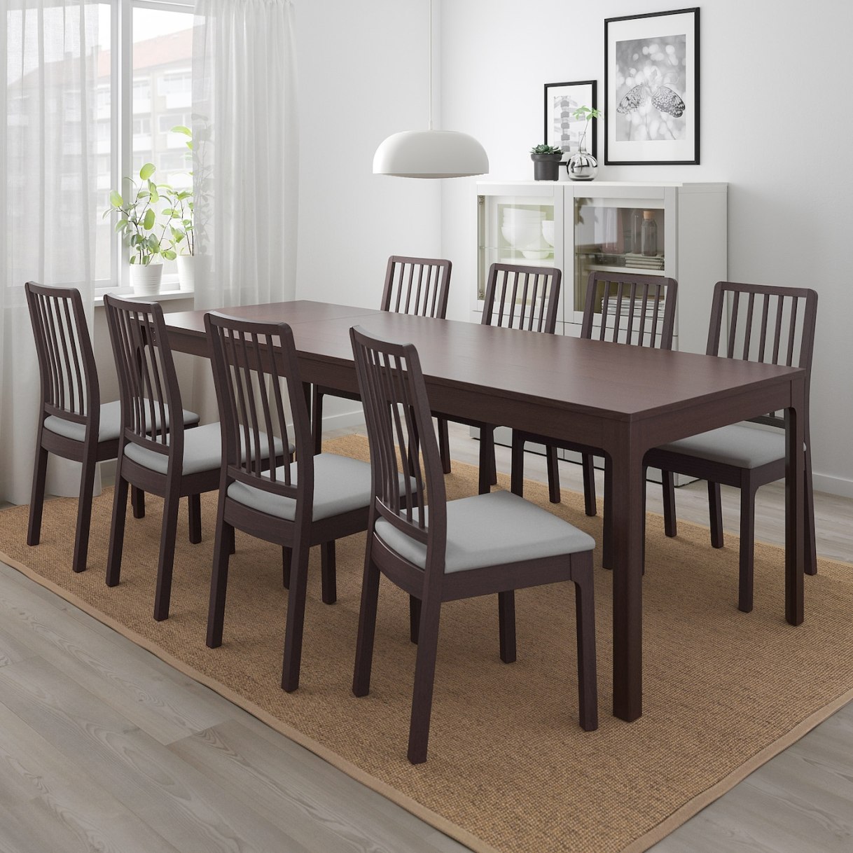EKEDALEN Extendable table, dark brown, Min